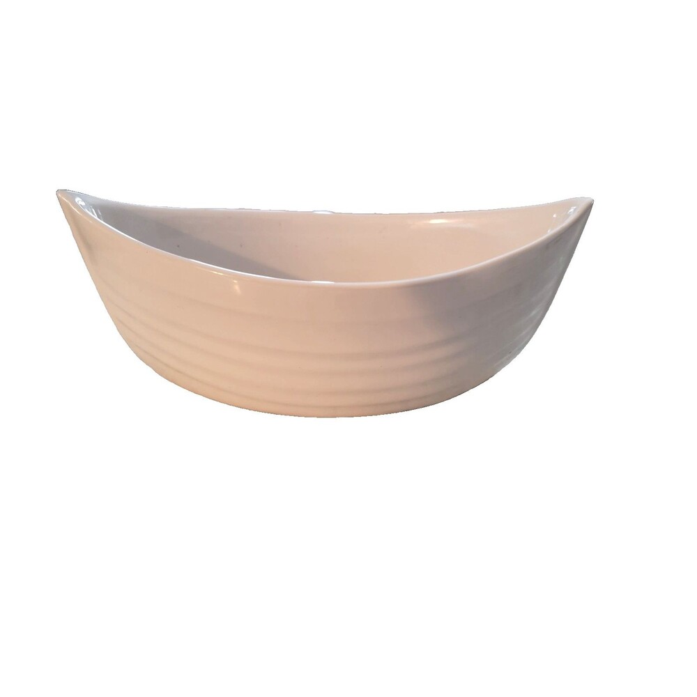 Vintage Deltis Portugal White Ceramic Boat Shaped Bowl 9”